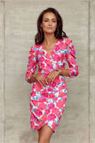 Elegant Overlap Dress with Layered Neckline and Patterns