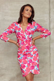 Elegant Overlap Dress with Layered Neckline and Patterns