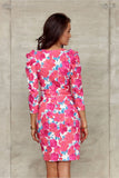 Elegant Overlap Dress with Layered Neckline and Patterns
