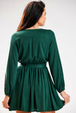 Elegant Mini Dress with Long Sleeves and Belted Waist