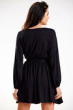 Elegant Mini Dress with Long Sleeves and Belt