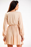 Elegant Mini Dress with Long Sleeves and Belt