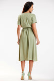 Airy Midi Kimono Dress with Waist Sash for Effortless Style