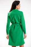 Elegant Mini Dress with Roll-Up Sleeves and Belted Waist