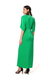 Elegant Long Evening Dress with High Leg Slit and V Neckline