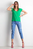 Fashionable V-Neck Women's T-Shirt with Short Sleeves