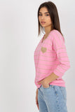 V-Neck Blouse with 3/4 Sleeves and Decorative Patch