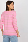 V-Neck Blouse with 3/4 Sleeves and Decorative Patch