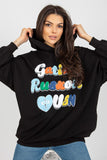 Cozy Hooded Women's Sweatshirt with Pockets and Inscription