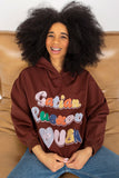 Stylish Hooded Sweatshirt with Front Inscription and Pockets