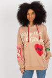 Casual Women's Hoodie with Pockets and Decorative Lettering