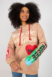 Casual Women's Hoodie with Pockets and Decorative Lettering