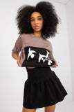 Stylish Sweatshirt Set with Decorative Print and Skirt