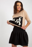 Sweatshirt and Skirt Set with Decorative Print
