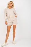 Casual Sweater and Shorts Set with Elastic Waistband