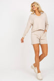 Casual Sweater and Shorts Set with Elastic Waistband