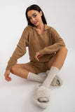 Casual Shorts and Sweater Set with Elastic Waistband