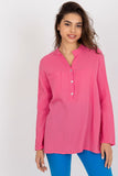 Looser Cut Muslin Blouse with Long Sleeves and Pocket