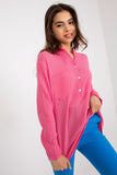 Looser Cut Muslin Blouse with Long Sleeves and Pocket