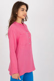Looser Cut Muslin Blouse with Long Sleeves and Pocket