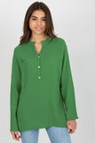 Loose-Fit Muslin Blouse with V-Neck and Button Closure