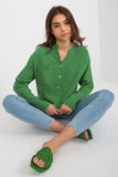 Loose-Fit Muslin Blouse with V-Neck and Button Closure