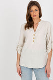 Chic Blouse with Heart Neckline and Decorative Clasp