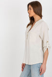 Chic Blouse with Heart Neckline and Decorative Clasp