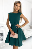 Chic Green Flared Dress with Belt and Small Sleeves
