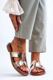 Stylish Women's Leather Flip-Flops with Cutouts and Comfort