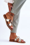 Stylish Women's Leather Flip-Flops with Cutouts and Comfort