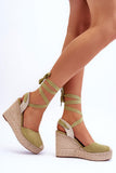 Chic Eco-Suede Platform Sandals with Jute Braid Design