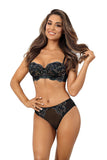 Oriental Motif Push-Up Bra with Shimmering Lace Detail