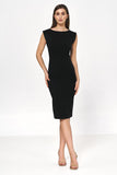 Elegant Black Straight Cut Dress with V-Neck Back