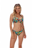 Exotic Leaf Motif Bikini Bra with Push-Up Support