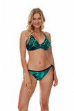 Exotic Leaf Print Underwired Bralette Bikini Top