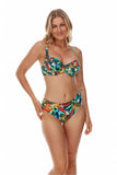 Navy Blue Bikini Bra with Exotic Leaf Motif for Larger Busts
