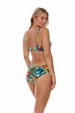 Navy Blue Bikini Bra with Exotic Leaf Motif for Larger Busts