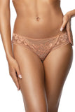 Beige Lace Panties with Classic Cut and Decorative Bow