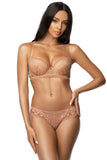 Beige Lace Panties with Classic Cut and Decorative Bow