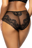 Elegant Floral Lace and Mesh Crowned Panties with Bow