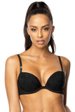 Elegant Black Push-Up Bra with Floral Embossed Design
