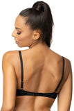 Elegant Black Push-Up Bra with Floral Embossed Design