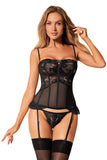 Romantic Floral Lace Corset Set with Matching Thongs