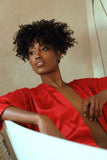 Elegant Satin Dressing Gown with Lace Trim for Women