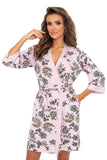 Light Pink Floral Motif Robe with Belt and Pockets