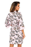 Light Pink Floral Motif Robe with Belt and Pockets
