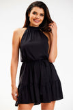 Versatile Flared Dress with Decorative Neckline