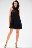 Versatile Flared Dress with Decorative Neckline
