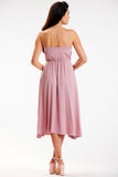 Elegant Crinkled Midi Dress with Thin Straps